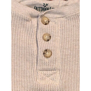 Men's Outdoor Life Large Thermal Beige Long Sleeve Shirt Winter Warmth Henley